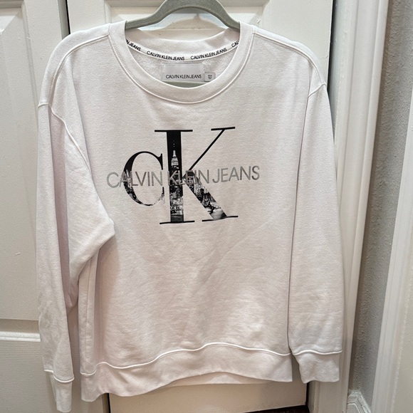 Calvin Klein Jeans Tops - Calvin Klein Jeans White Sweatshirt with Black CK Logo-Women’s size small
